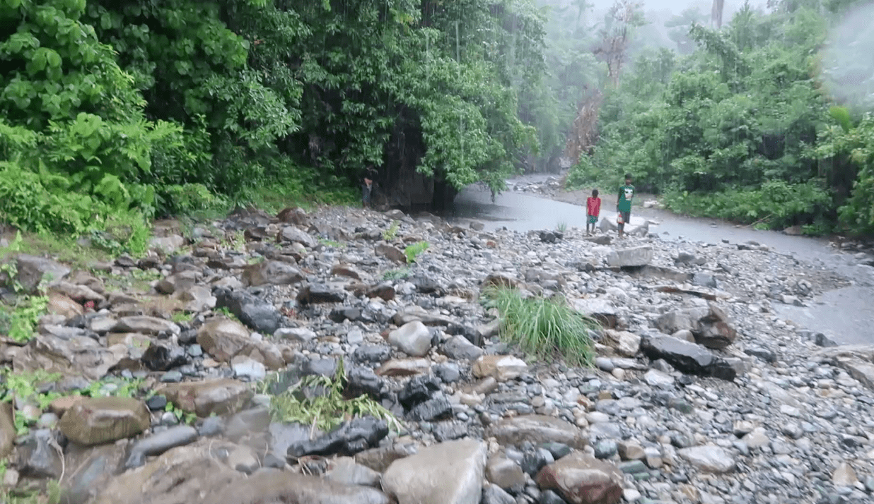 rain and wet rocks at rocky river in catanduanes province philippines